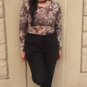 Floral long sleeve crop top